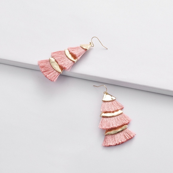 Green Tassel Earrings - Picture 2 of 2